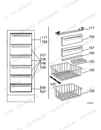 Взрыв-схема холодильника Aeg A1555FP - Схема узла Internal parts